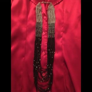 Silver and black beaded necklace